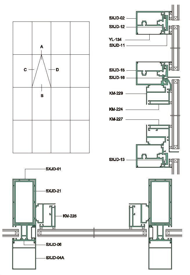 150 Drawing of Hidden Frame Curtain Wall Profile