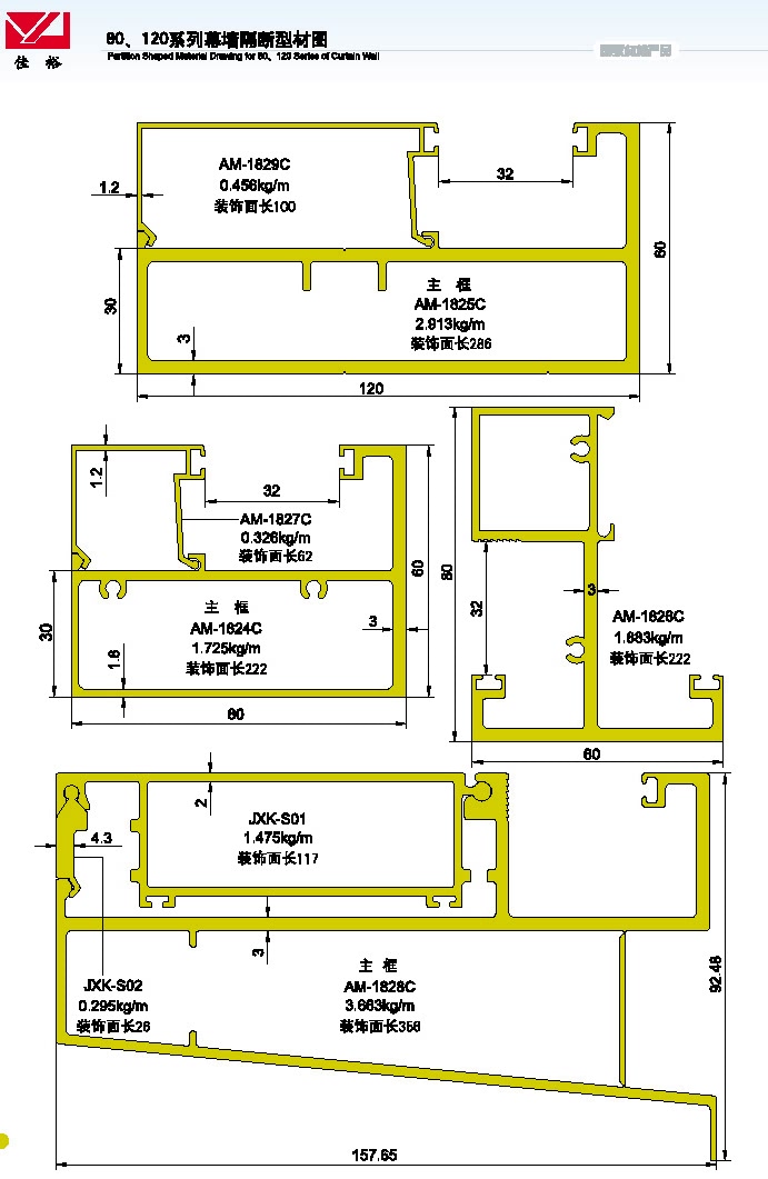 80 120系列幕墙隔断结构图