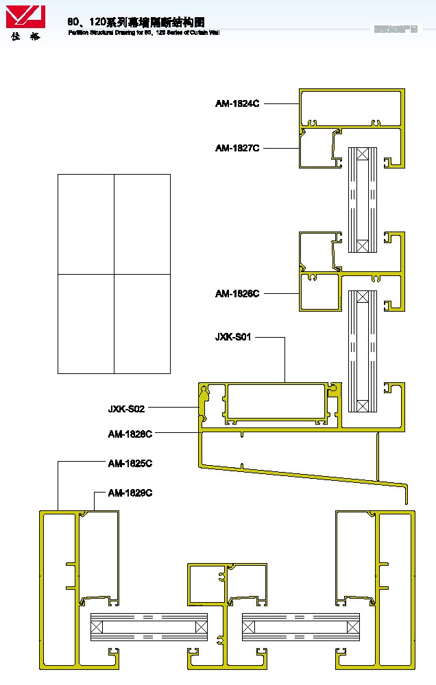 80 120 Structural Drawing of Curtain Wall Partition