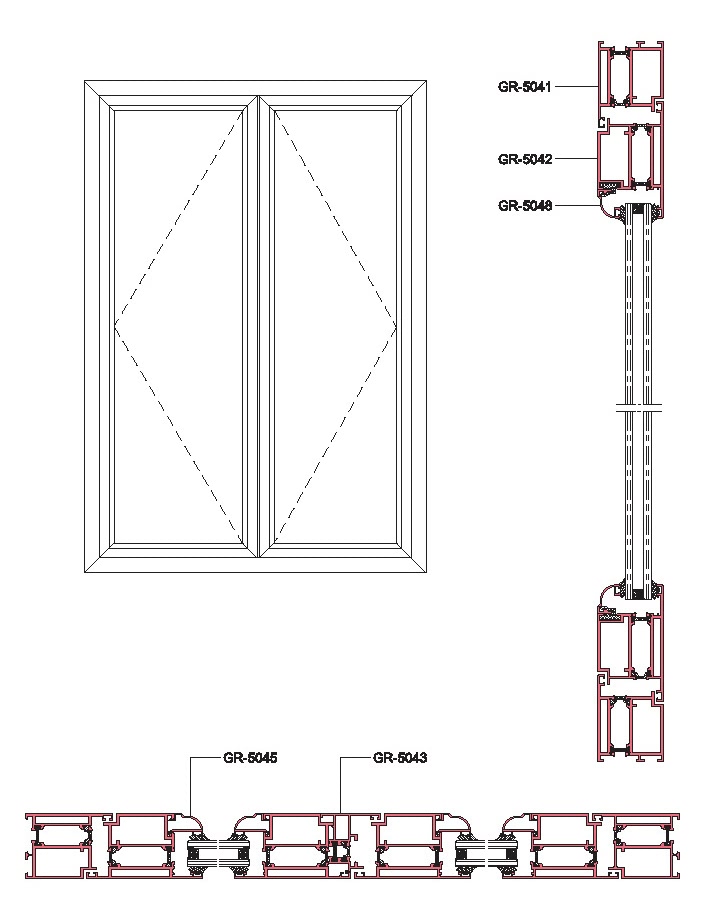GRS0-2 Structural Drawing of Insulating Exterior Side-hung Window