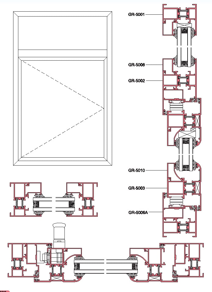 GRS0 Structural Drawing of Insulating Exterior Side-hung Window