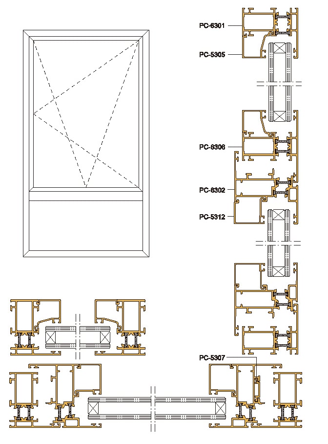 63-1 Structural Structural Drawing of Insulating Inward Opening Inside Window