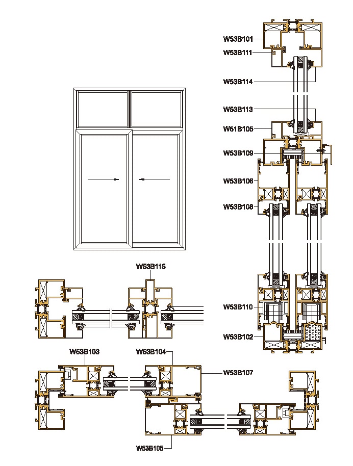 90 Structural Drawing of Insulating Sliding Window