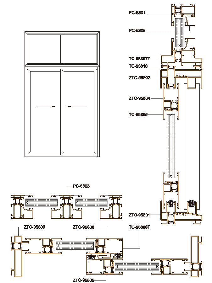 958 Structural Drawing of Insulating Sliding Door