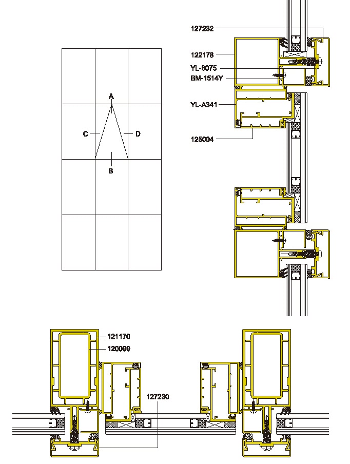 130 Drawing of Exposed Frame Insulating Curtain Wall