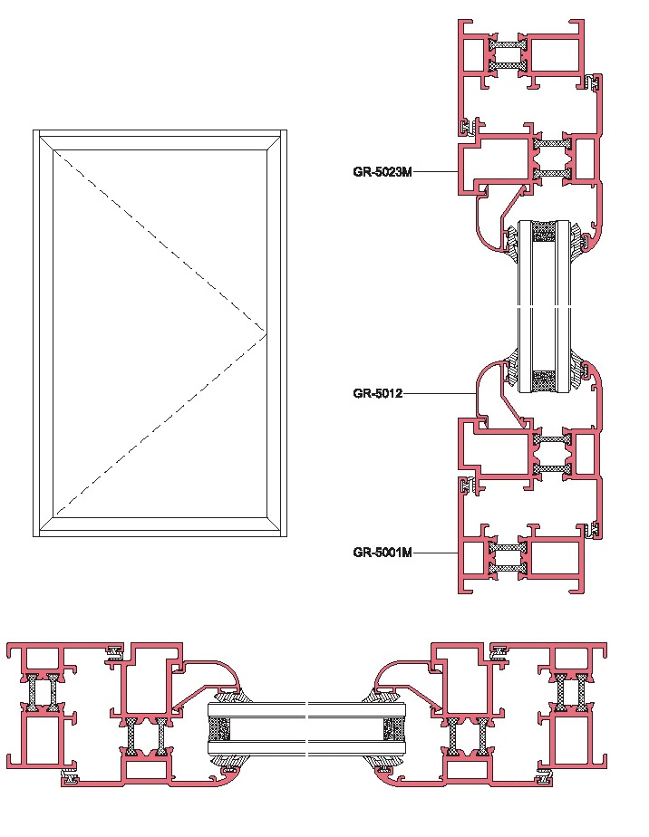GRS0-1 Structural Drawing of Insulating Exterior Side-hung Window