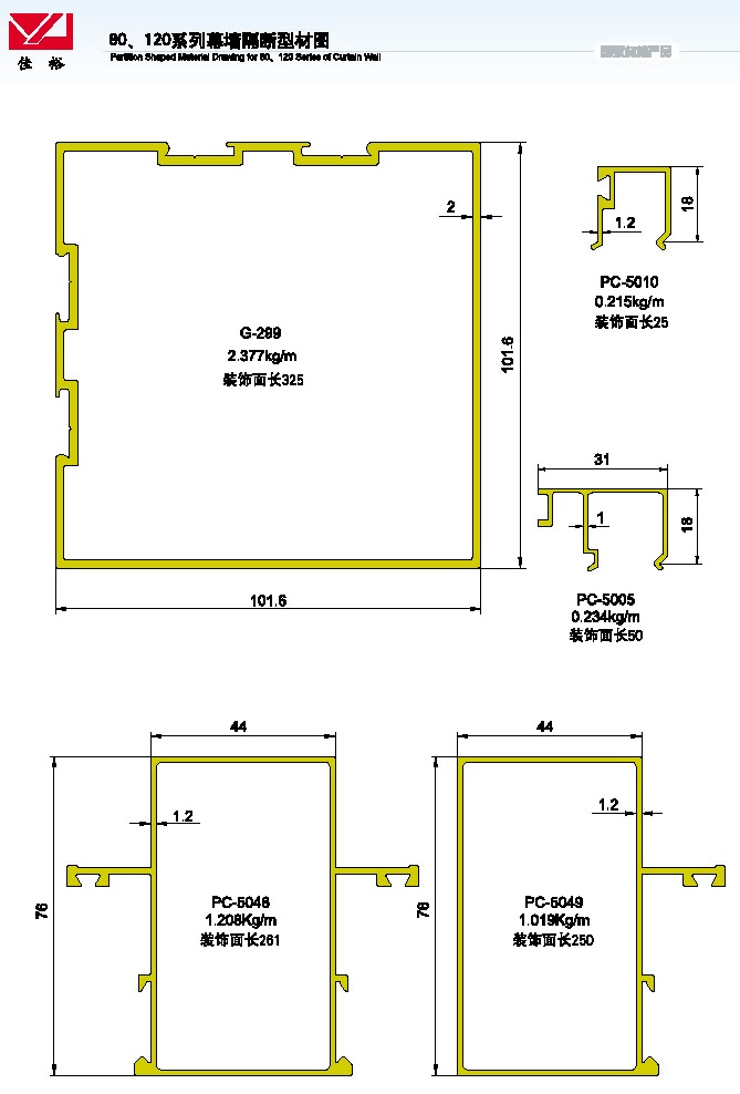 80 120系列幕墙隔断结构图