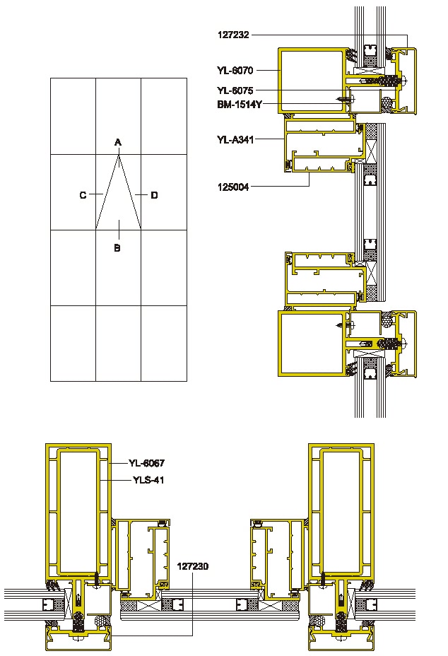 160 Drawing of Exposed Frame Insulating Curtain Wall