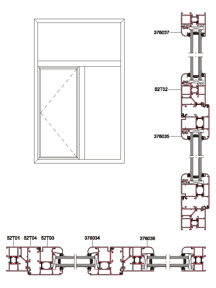 52 Structural Table of Insulating Exterior Side-hung Window Profile