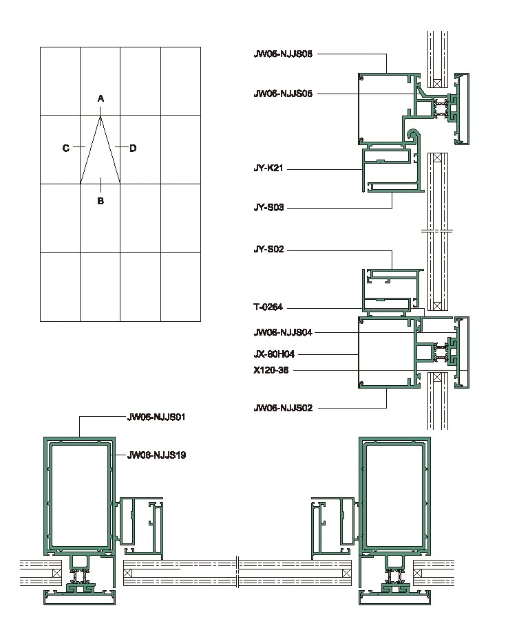 180 Structural Drawing of Insulating Exposed Frame Curtain Wall