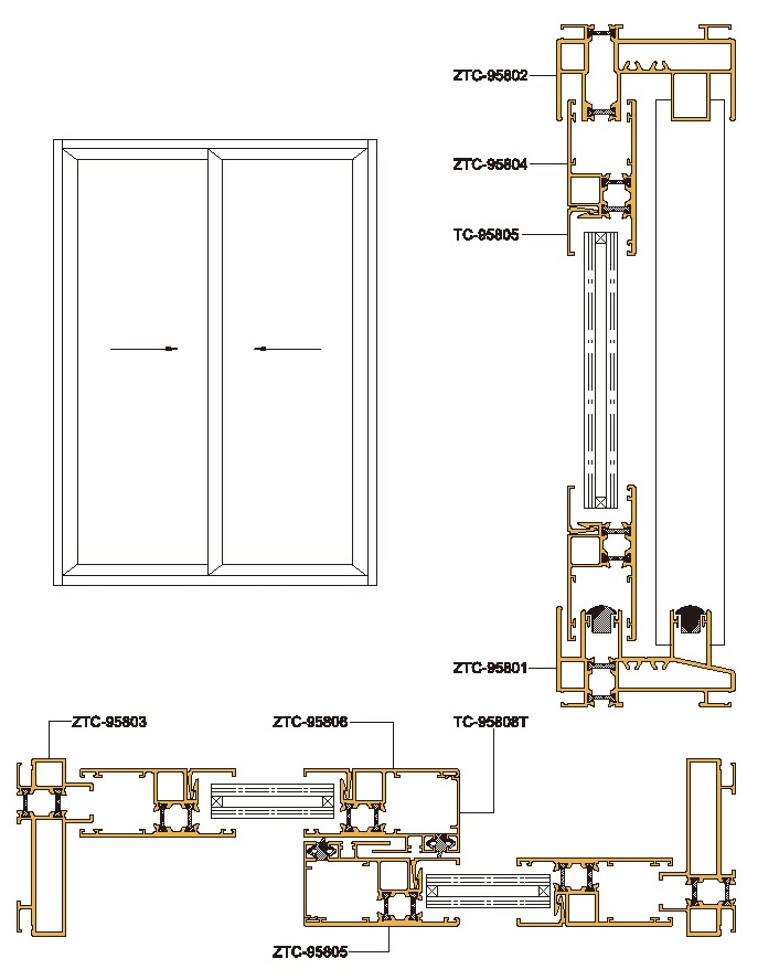 958 Structural Drawing of Insulating Sliding Door