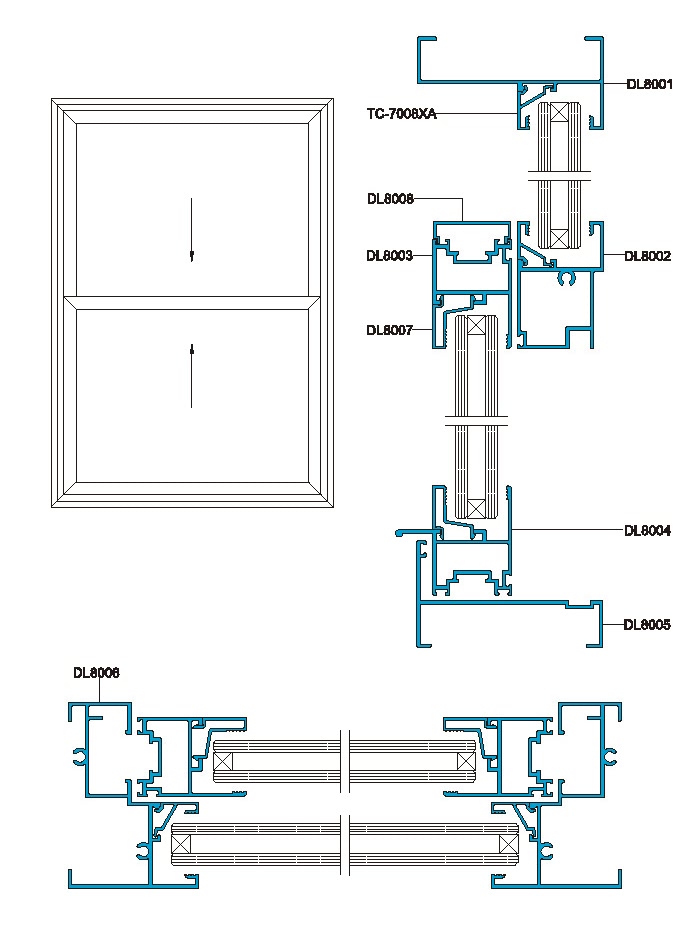 80系列提拉窗结构图