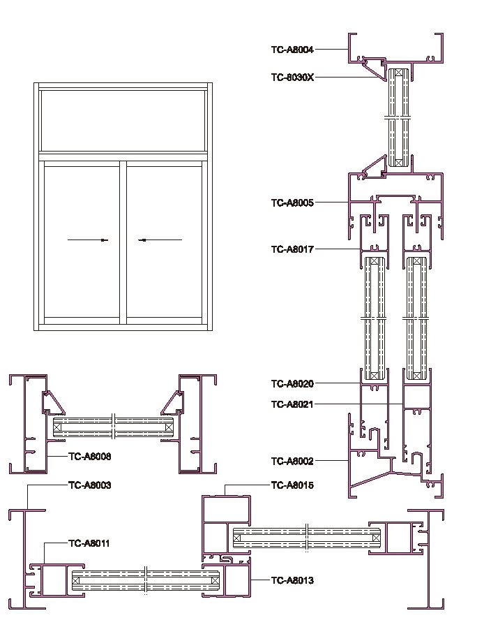A80 Structural Drawing of Sliding Window